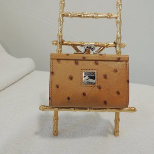 Dooney & Bourke small Ostrich kiss lock coin purse
